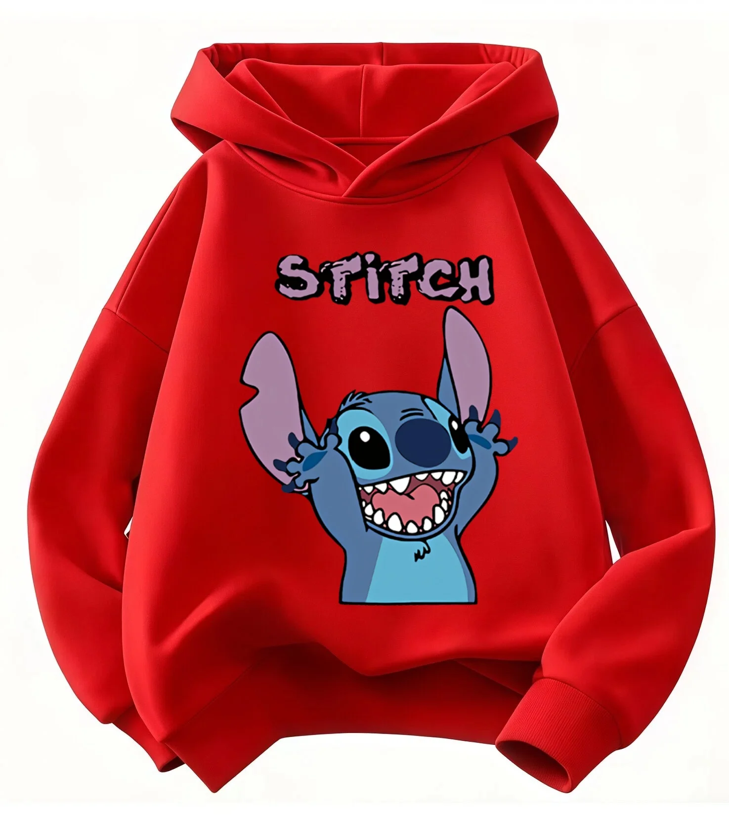 

Hot Pick Disney Stitch Kids Hoodie Cartoon Appliqué Design Pullover Hooded Sweatshirt Thick Fleece 4-15Y for Boys Girls Daily