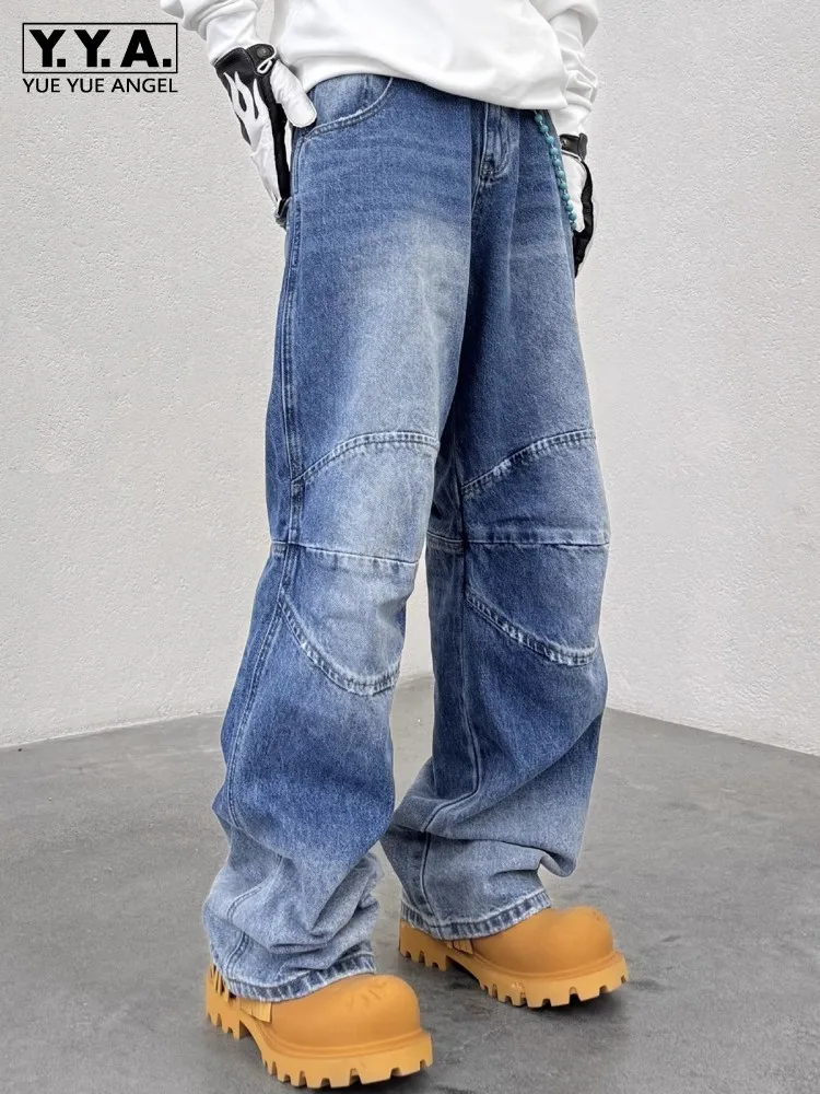 

Mens Casual Loose Fit Denim Wide Leg Pants Streetwear Autumn New Straight Long Trousers Hip Hop Jeans Vintage Cowboy Baggy Pants
