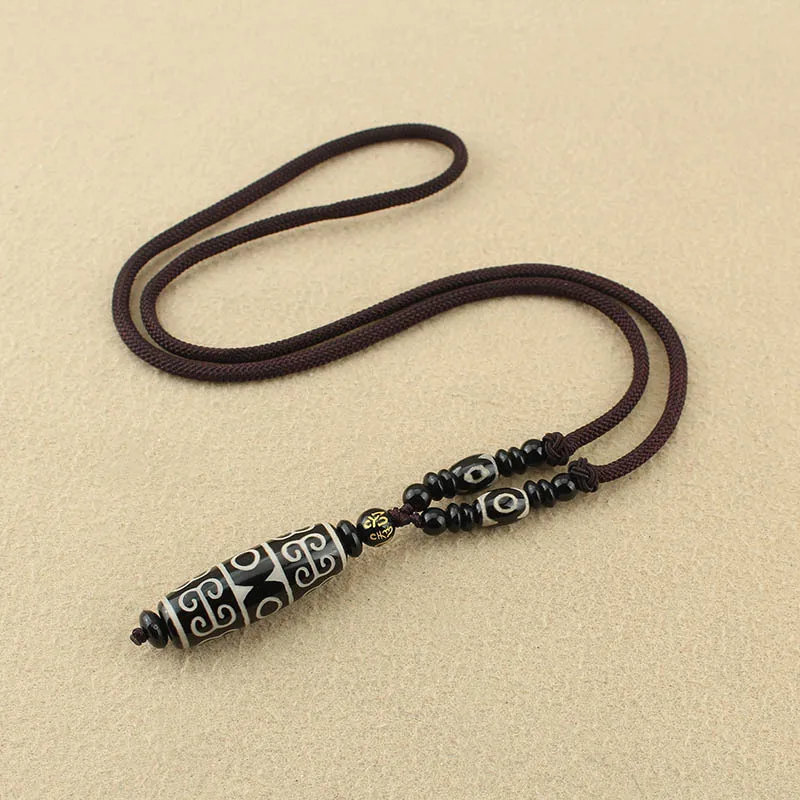 DIY accessories Tibetan agate dzi bead pendant necklace women's trendy high-end neck chain accessories retro ethnic style sweate