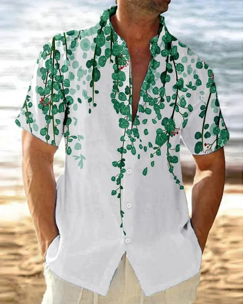 

New men's short-sleeved casual shirt fashionable, simple and comfortable Hawaiian style large size XS-5XL soft and breathable