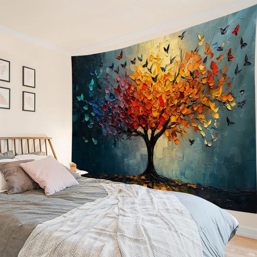 

Life Tree Art tapestry, starry sky, dreamy home decoration, wall hanging home, living room, bedroom, dormitory background cloth