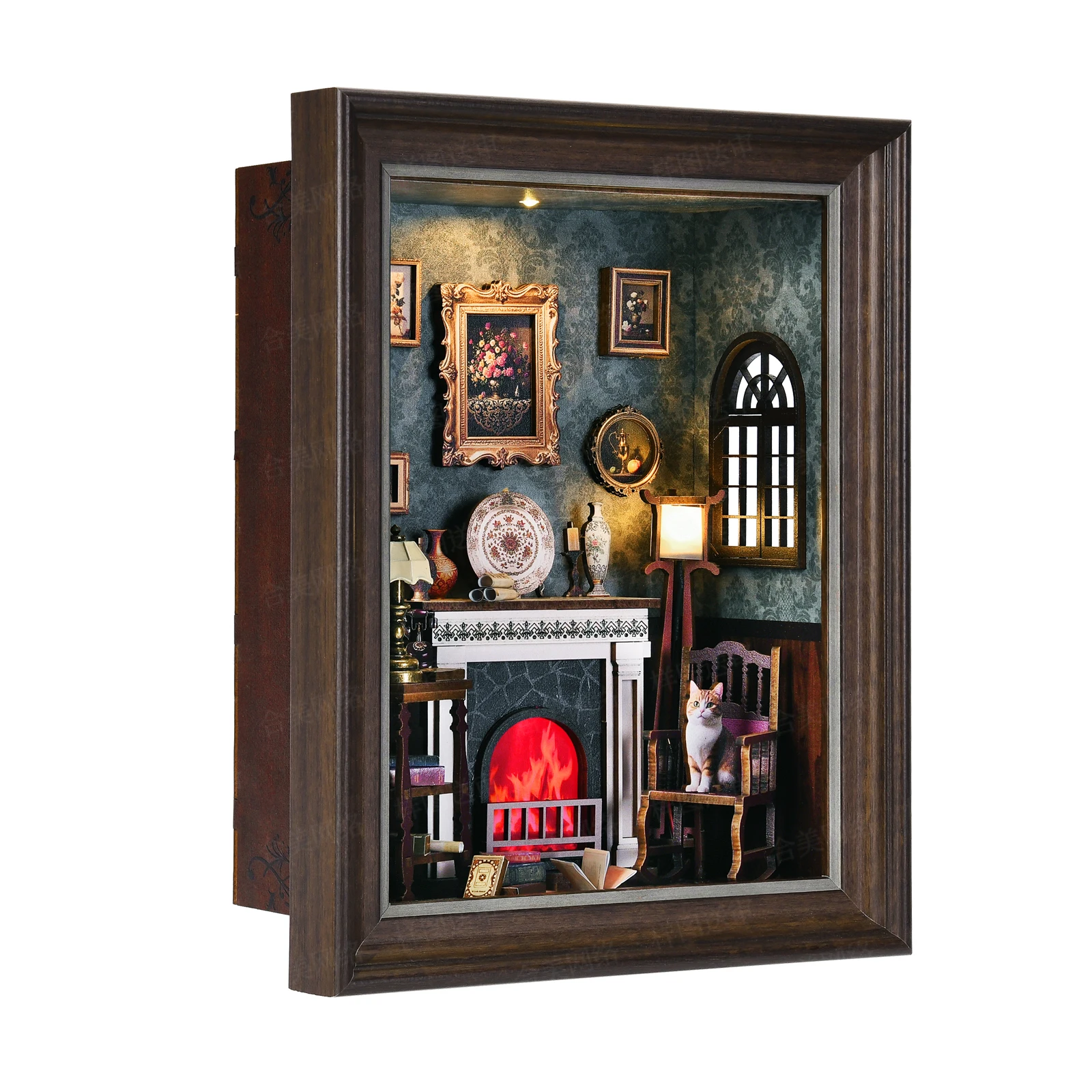 DIY Book Nook Bookshop Kit Photo Miniature Wooden Dollhouse with Light Bookshelf Insert 3D Puzzle Decor for Gift Owl Bookstore