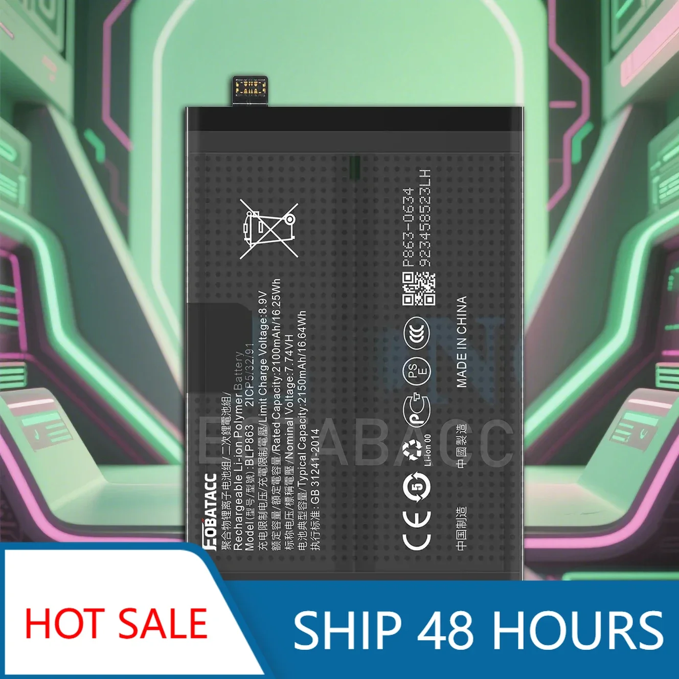 2025 Years EOBATACC 100% New Battery BLP863 For OPPO Reno 6 5G Battery +Free Tools - Image 2