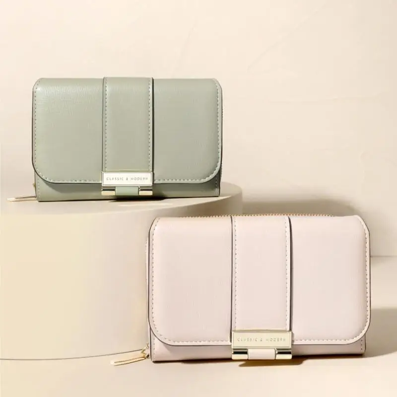 

Women's Wallet Short Style New Korean Edition Simple And Fashionable Zero Wallet Buckle Zipper Multi Card Card Bag Small Squ