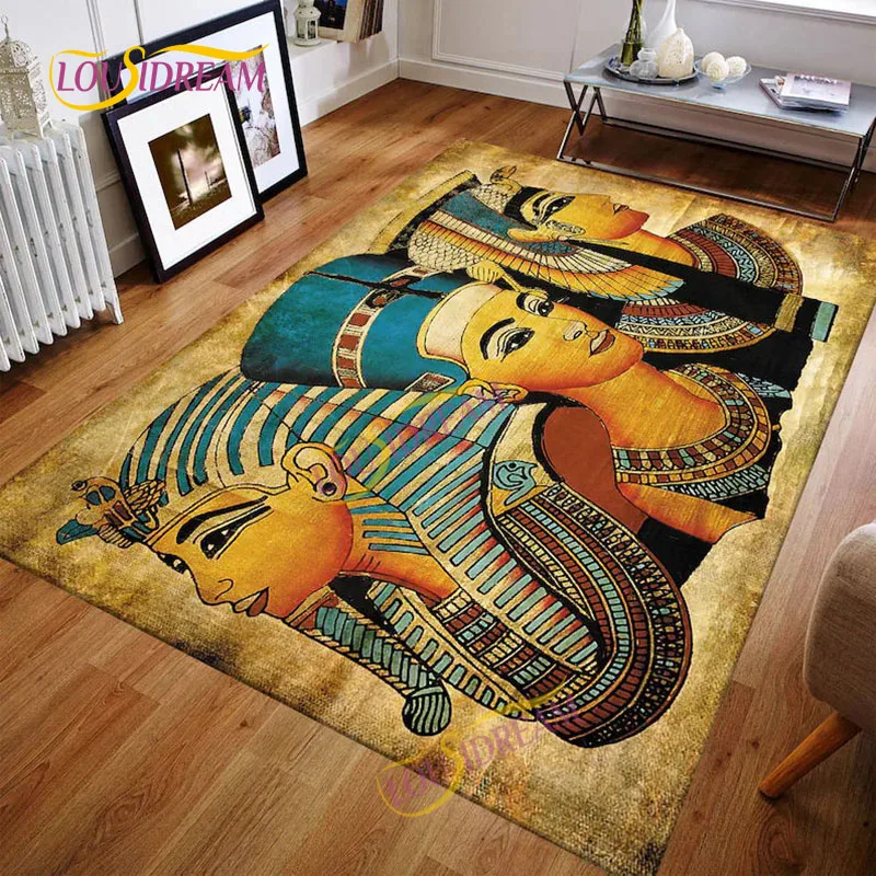 Home area rug 3D printing Egypt Pharaoh retro living room decoration play mat kitchen bathroom anti-skid doormat carpet 。