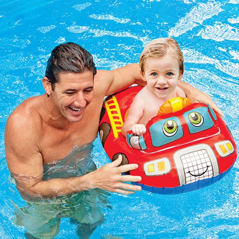 Anello da bagno per bambini cerchio per bambini seggiolino per auto in cartone animato anello da nuoto in PVC galleggiante per piscina gonfiabile per bambini divertente allenatore di aiuto all'acqua