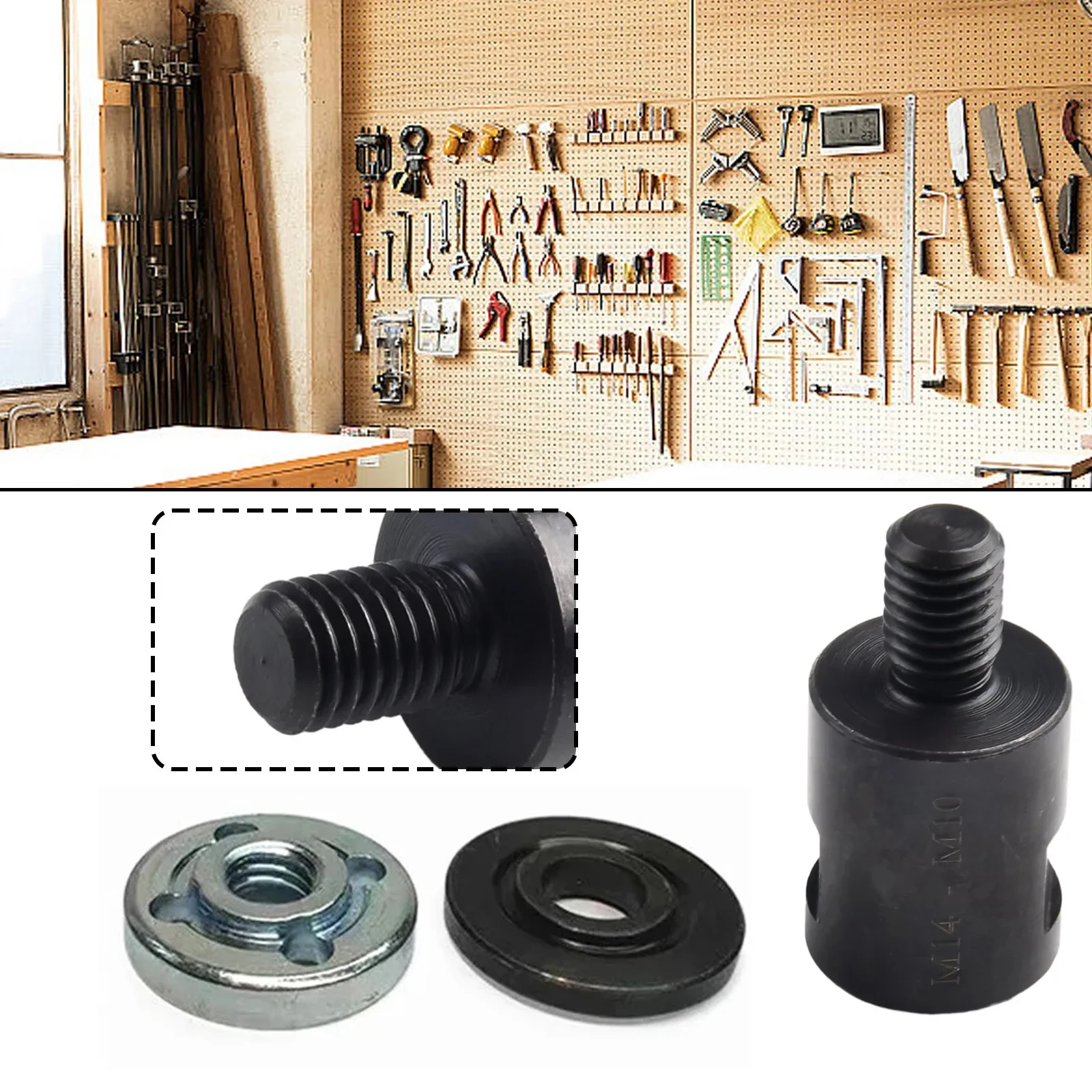 Winkelschleifer M14 zu M10 Adapter Gewindekonverter Anschlussadapter Schraubverbindungsstange Muttern Schlitzschraube Schwarz – Detail 7