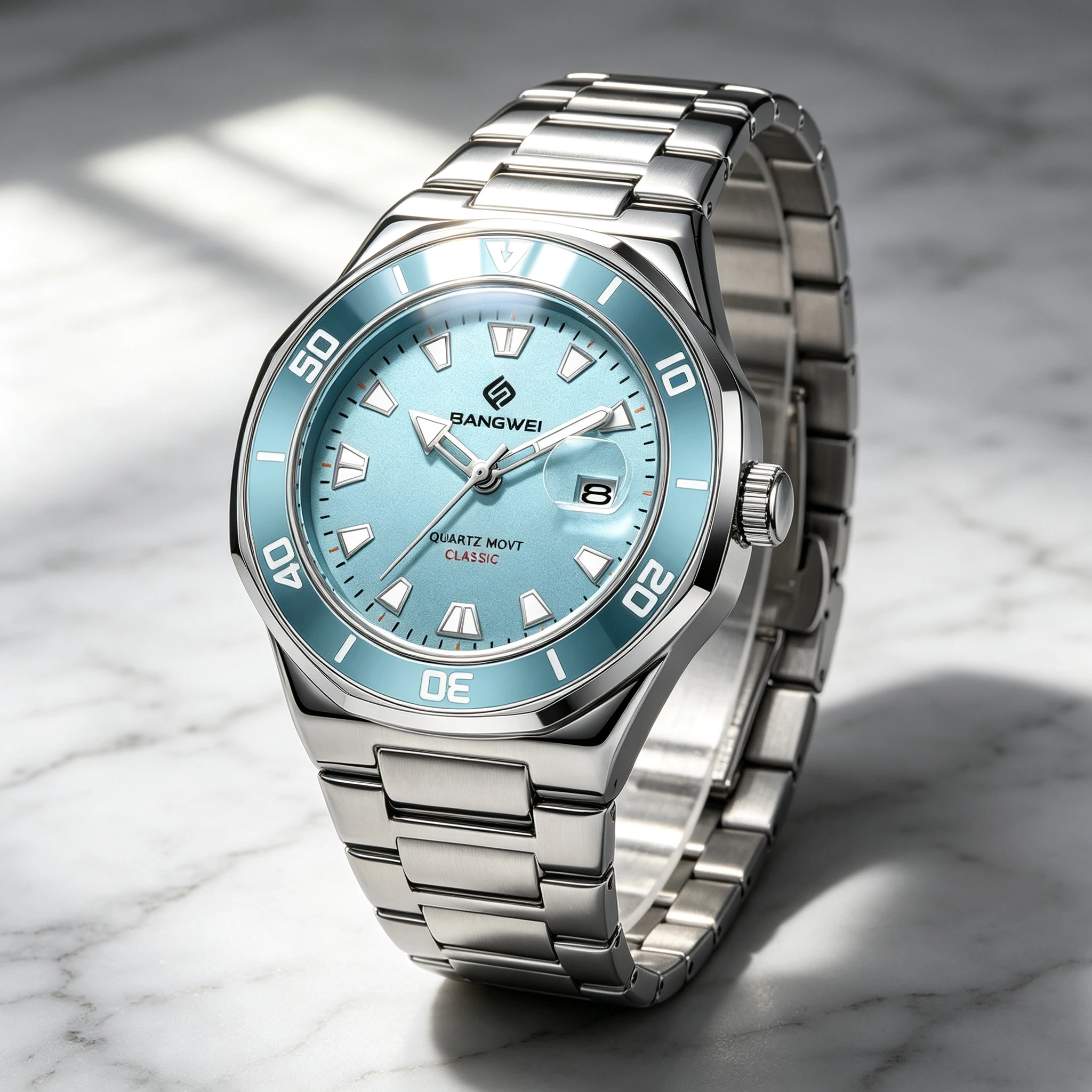 BangWEI Luxus-Armbanduhr für Geschäftsleute, Sportuhr, wasserdicht bis 3 ATM, Quarzuhr, Herrenuhr, Militäruhr, Edelstahlarmband, Armbanduhr, Relogio Masculino