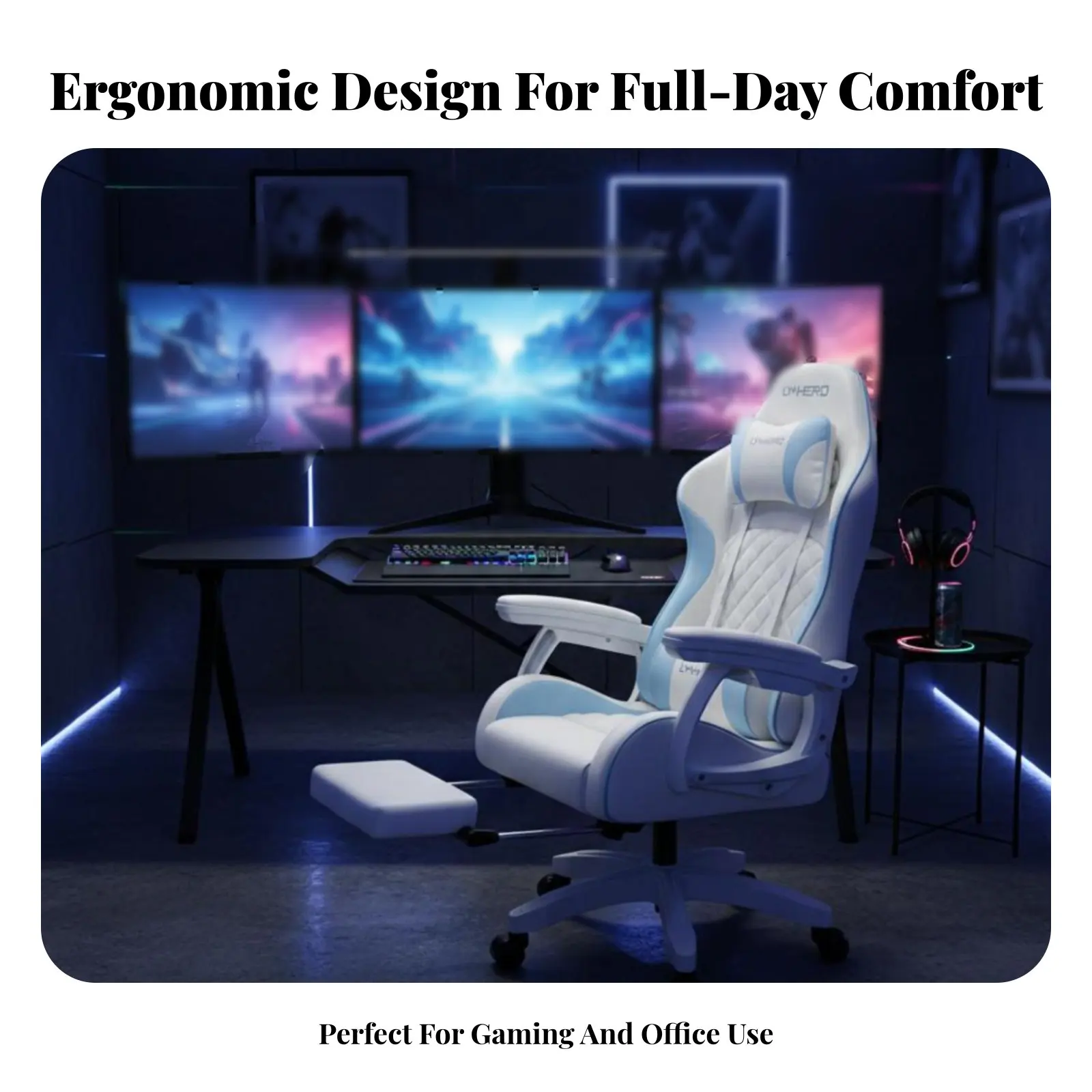 

Игровое кресло-реклайнер с подставкой для ног, эргономичный дизайн, высокое, откидное рабочее кресло для крупных и высоких людей, усиленное.