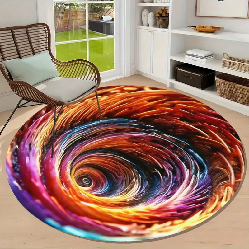 

Круглый ковер — Нескользящий ковер с дизайном гориллы, камня, пламени, Земли, Луны, дельфина, океана, панды, вихрева и динозавра для гостиной