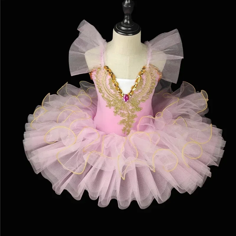 Ballerina Dance Costume Good for Birthday Gift New Princess Skirt Children's  Puffy Sleeves Girls Ballet Tutu Dress Performance