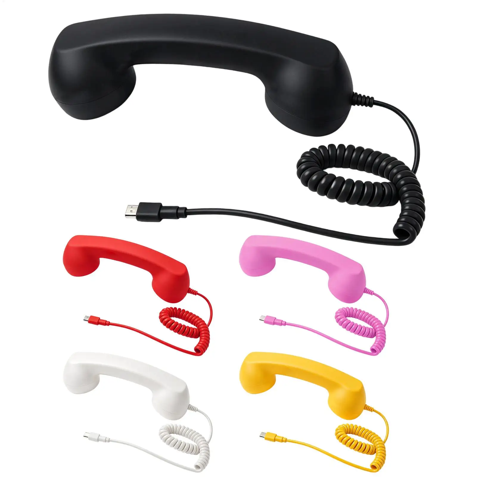 Retro Mobile Phone Handset Headphone Type-C Free Wire Landline Handle Receiver Telephone Style Handheld Phone Receiver