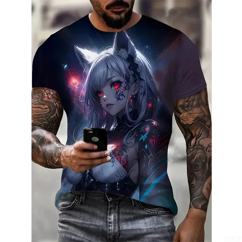 ثلاثية الأبعاد مطبوعة قصيرة الأكمام تي شيرت 2025 الصيف للجنسين عادية سريعة الجافة فضفاضة أنيمي تحت عنوان تي شيرت للرجال الشارع الشهير #5