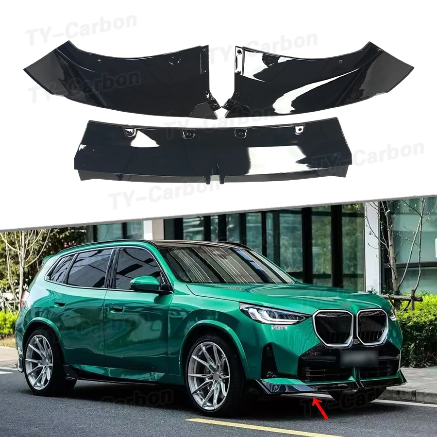 Gloss Black VTEN Style For BMW X3 G45 G48 28i 30i M Sport M50 2025+ 3-Section Front Bumper Splitter Lip Spoiler Body Kit