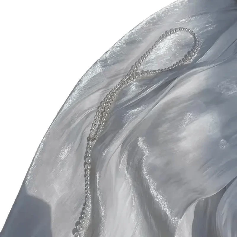 نيني شي الأسرة اللؤلؤ قلادة استرخى المشبك الفاخرة سترة طويلة سلسلة مشبك عشوائي تصميم أنيق اللؤلؤ طبقات قطعة #5