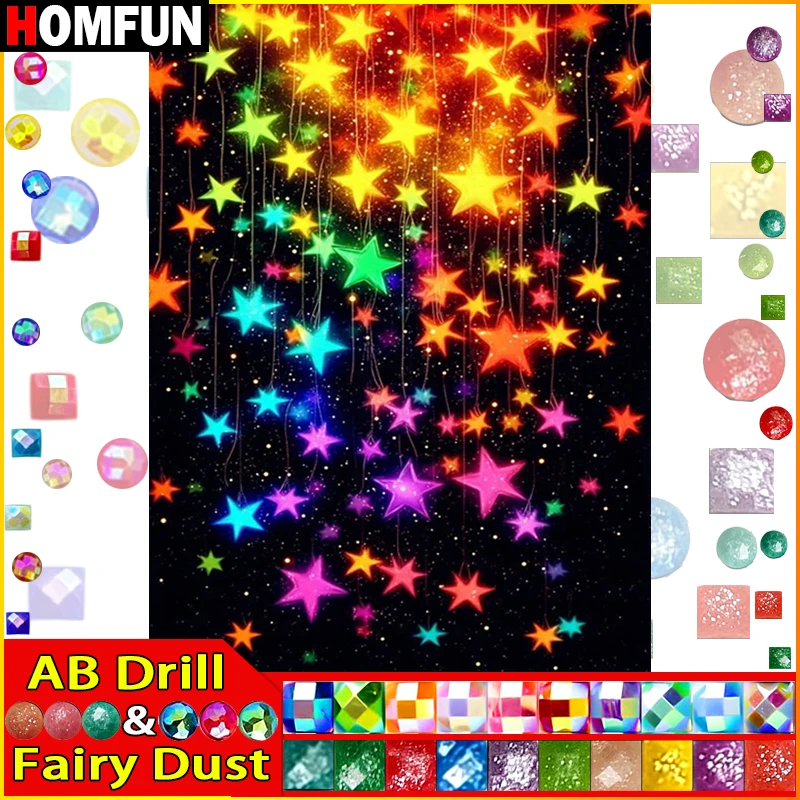 HOMFUN Fee Staub AB Strass Malerei Kristall Dekor Diy Diamant Malerei „Landschaft Sterne“ 3D Muster Diamant Stickerei