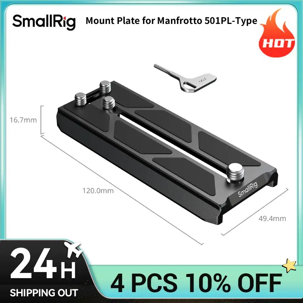 Image of SmallRig-Montageplatte für Manfrotto 501PL-Typ, schnelles horizontal/vertikales Umschalten, Doppelschrauben-Anti-Twist-Verriegelung 6318