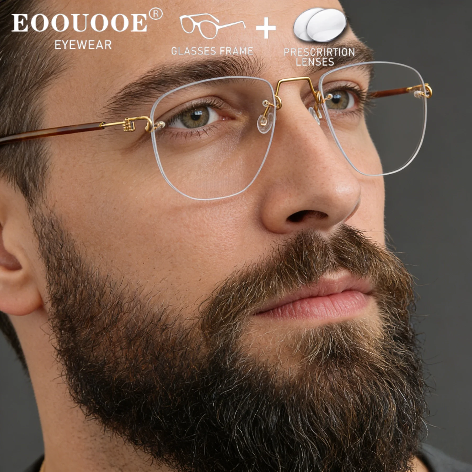 

Новинка 2026, очки без оправы из чистого титана, мужские и женские линзы по рецепту, прогрессивные очки для близорукости, УФ-антиблисковые