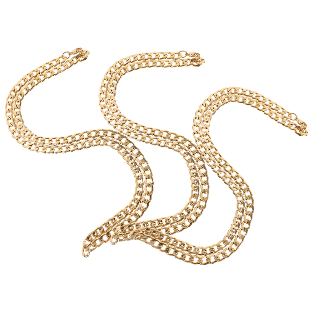 

3 pcs Golden Collarbone Chains 60cm 7mm Titanium Steel Necklaces for Men Punk Hip Hop Choker Jewelry Decorative Male Accessories
