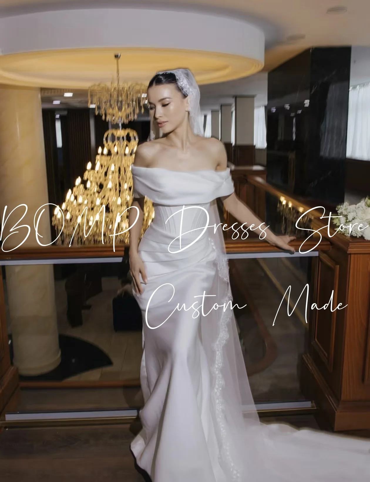 Bomp elegante vestido de casamento querida fora do ombro plissado sereia trem varredura branco tafetá vestido de noiva personalizado novia