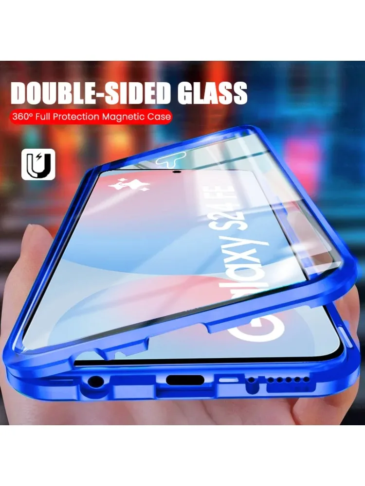 Double Sided Magnetic Adsorption Metal Bumper Glass Case for Samsung S25Ultra S24 S23 FE A16 A55 A35 A15 A34 A54 A52 A12 A14 A24