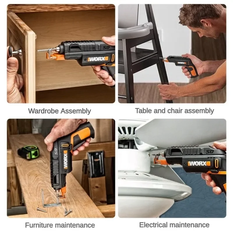 Worx WX255.4 4V Mini Electrical Screwdriver Set Smart Gun Style Cordless Electric Screw Driver USB Rechargeable Bit Drill Tool