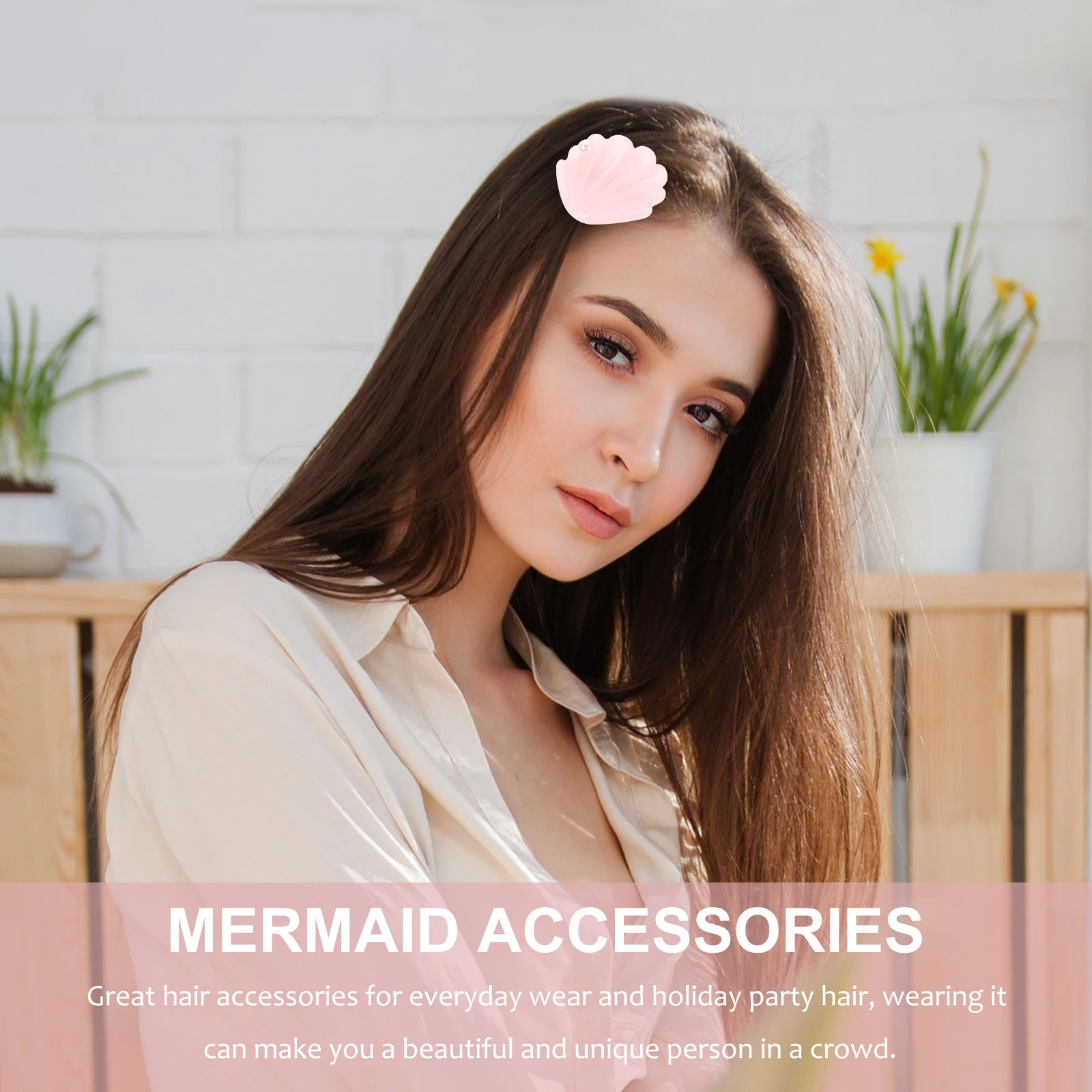

8pcs Hair Clips Pearl Shell Accessories for Beach Party Wedding Hairstyles Women Ocean Mermaid Theme