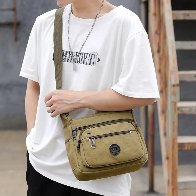 Good Qualtiy Men Travel Bag Canvas Casual Men Shoulder Crossbody Outdoor Bags Mens Travel School Retro Zipper Shoulder Bags 2024