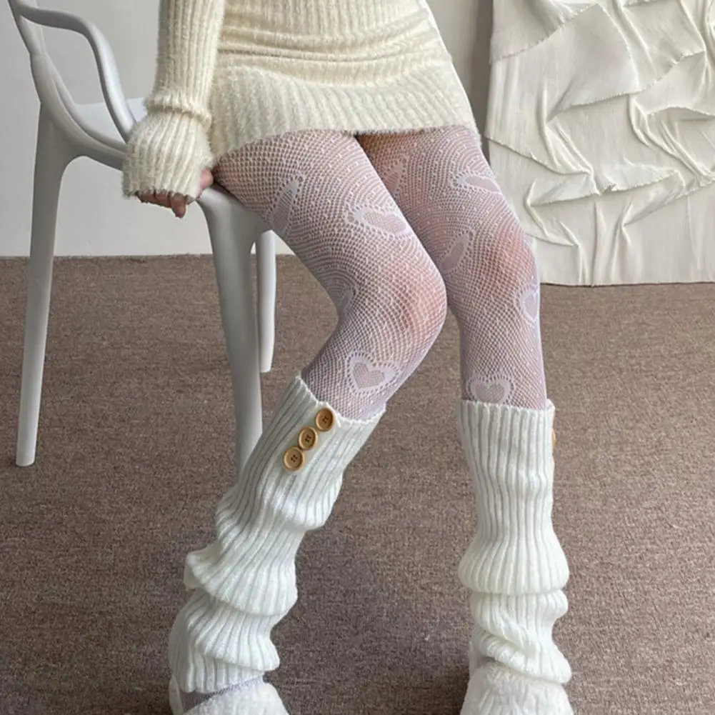 รักดอกไม้ตาข่าย Kawaii ญี่ปุ่น Lolita สาว Ins ถุงน่องน่ารักสีขาว Pantyhose หญิงสำหรับฤดูใบไม้ผลิฤดูร้อนโปร่งใสบาง