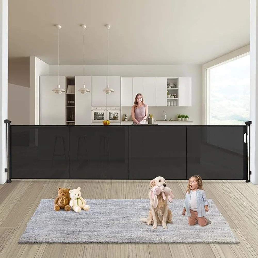 Black Retractable Baby Gates Dog Gate - 200