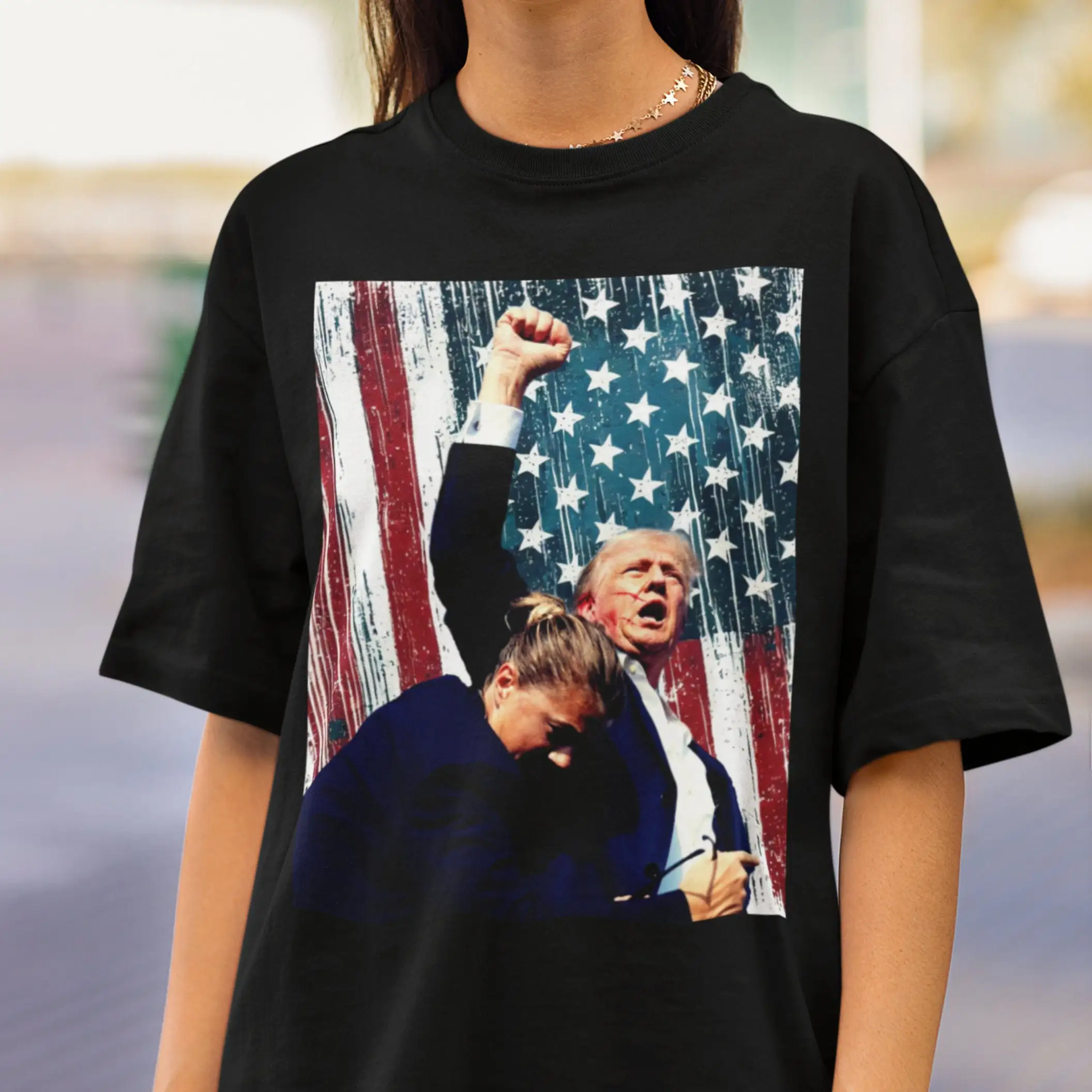 Fight Donald Trump T Shirt I Will Stand With Make America Great Again 2024 Republican S Conservative Patriotic