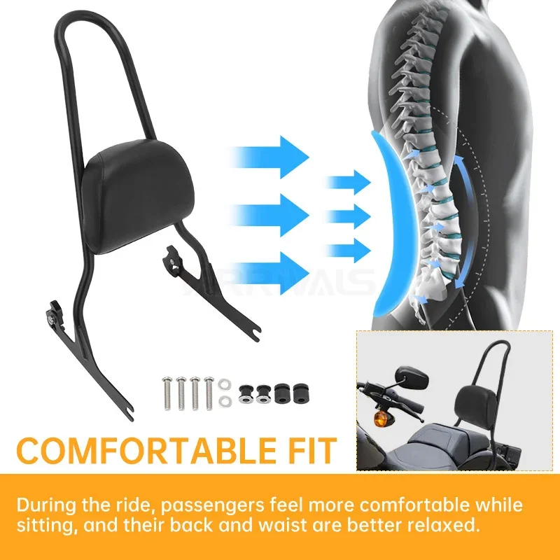 Motorcycle Rear Sissy Bar Black Passenger Backrest For Harley Softail Custom Springer FXST FXSTC FXSTB Fat Boy FLSTF 06-up