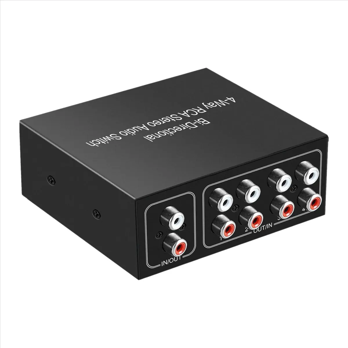 SWXF 4 Ports Bi-Directional R L Audio Switcher Box Audio Rotary Switch Plug and Play Audio Splitter for TV Game Console