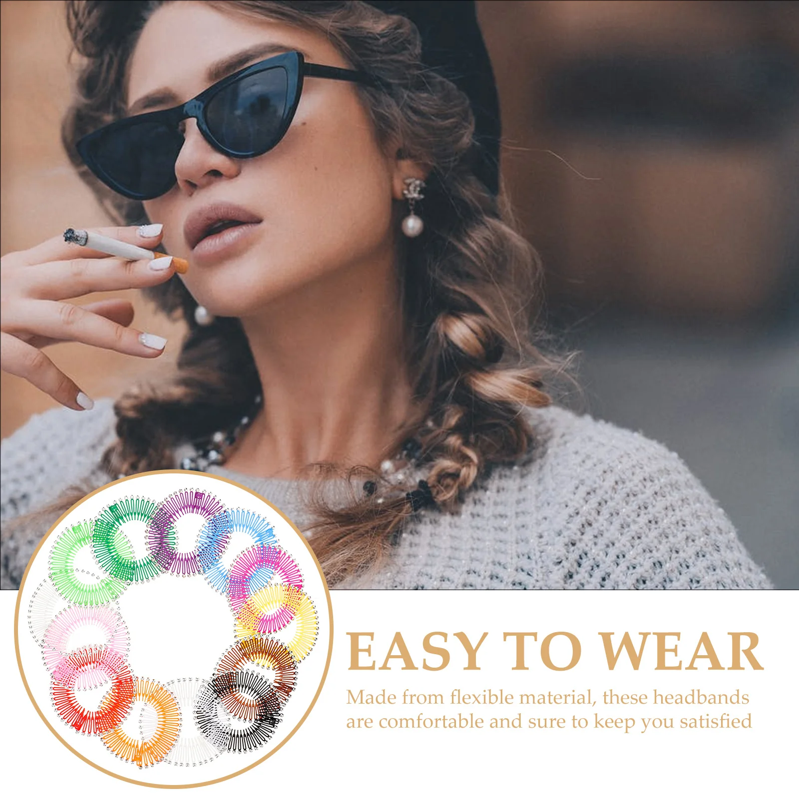 

13pcs Colorful Rhinestone Combs Flexible Circular Hair Wrap For Women Styling Stretchy Hair Accessories Decorative Hairbands