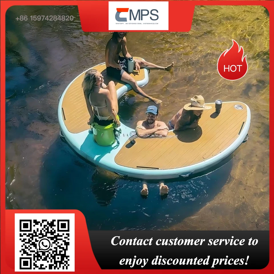 Inflatable Water Floating Jet Ski Dock Floats Platform C Shape Hangout Leisure Pontoon Dock