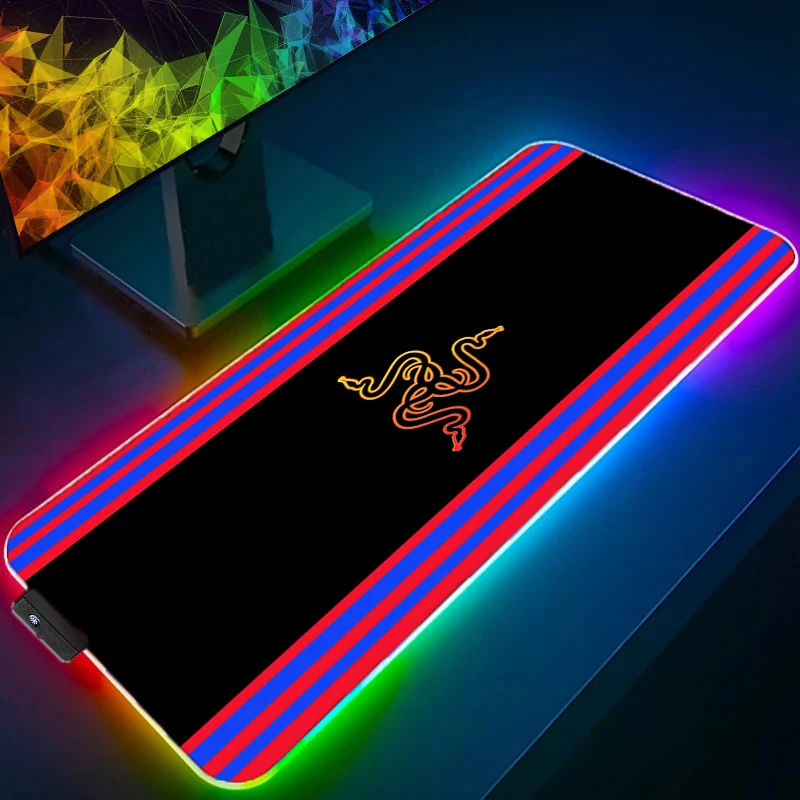 

Коврик для мыши Razer RGB со светодиодной подсветкой, большие игровые коврики, резиновый удлиненный коврик HD, аксессуары для ПК, коврик для мыши, нескользящий настольный коврик, коврик для клавиатуры ноутбука