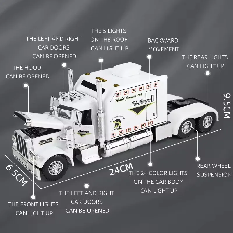 1:24 Large American tractor model Truck Toy Walking Alloy Die-cast Sound Light Vehicle Models simulation car model semi-trailer
