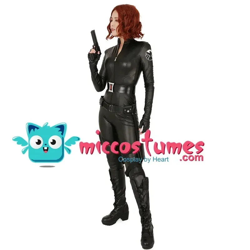 25COSMiccostumes Women's Widow Cosplay Costume Black Bodysuit for Women Halloween cosplay Jumpsuit Bodysuit