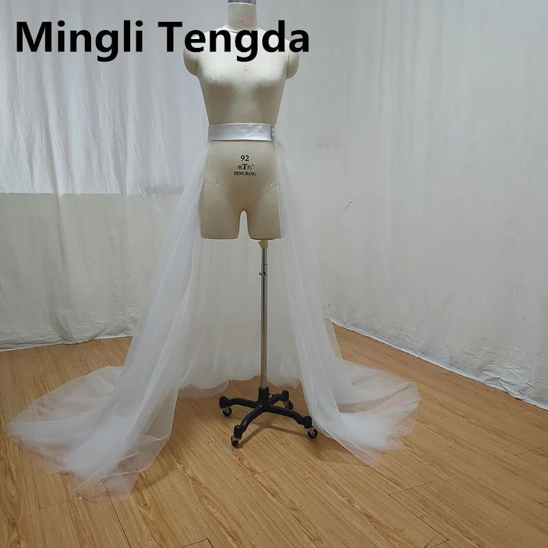 Mingli Tengda-falda de tul desmontable de 4 capas, enagua de cola de novia, tutú de boda, botones de cintura, accesorios de crinolina