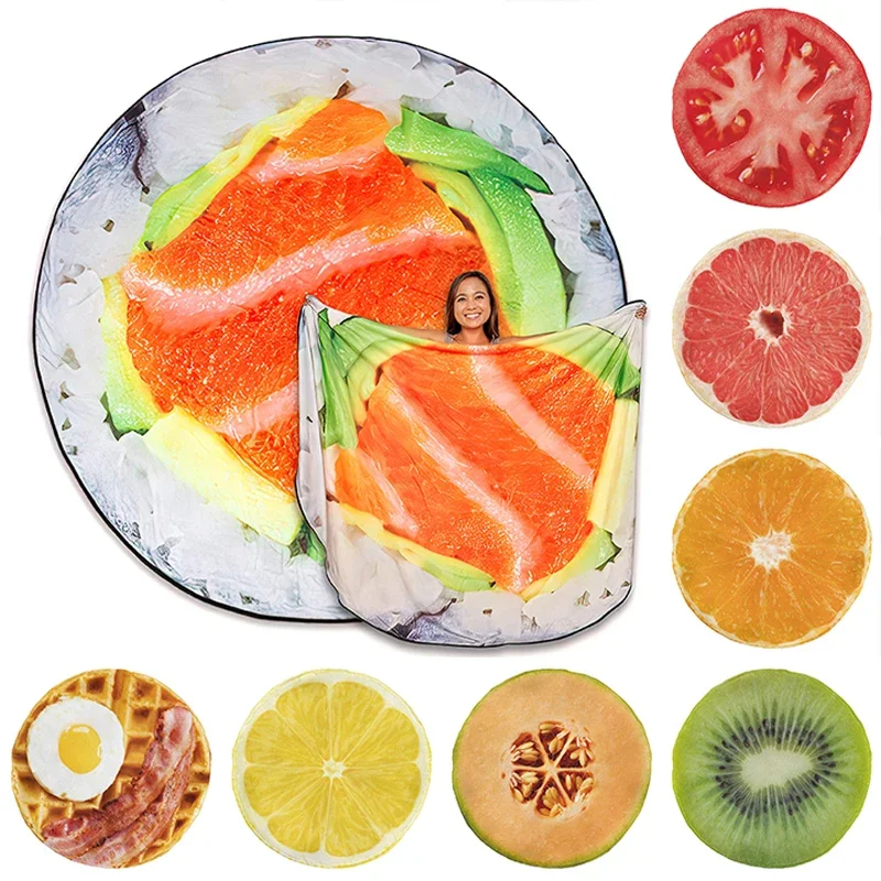 Funny Realistic Kiwi Lemon Tomato Cantaloupe Orange Blanket Green Fruits Giant Food Throw Blankets Soft Flannel Kids Adult Gifts