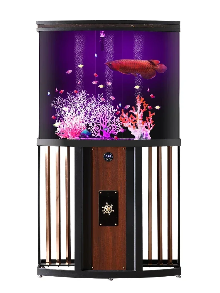 Single Arc Fish Tank Living Room Medium Change Water Acrylic Ecological Bottom Filter Office Wall Home