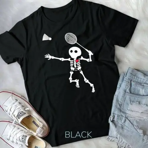 

Badminton Skeleton Halloween Shirt Unisex T-shirt