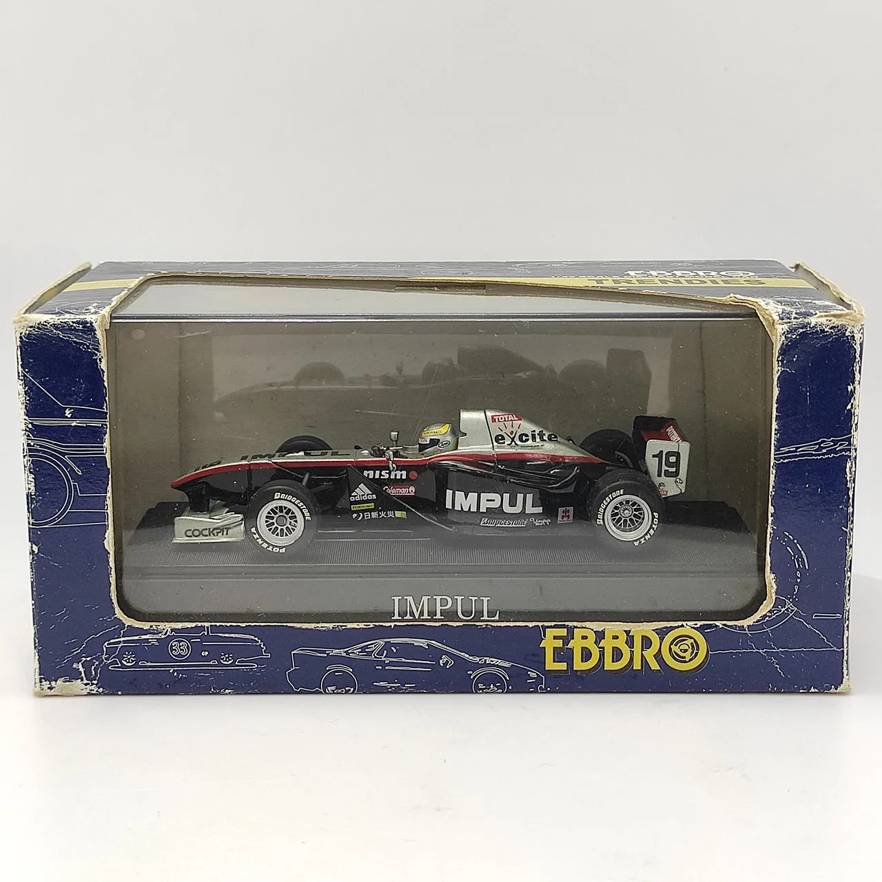 scatola-screpolata-pressofusa-scala-1-43-ebbro-team-impul-espositore-souvenir-regalo-giocattolo-da-collezione-modello-di-auto-in-lega-da-corsa-di-19-formule