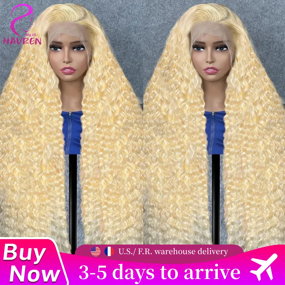 Encaracolado 613 mel loira 13x6 transparente frente do laço peruca de cabelo humano 32 Polegada onda profunda 13x4 onda de água peruca frontal do laço 250 densidade