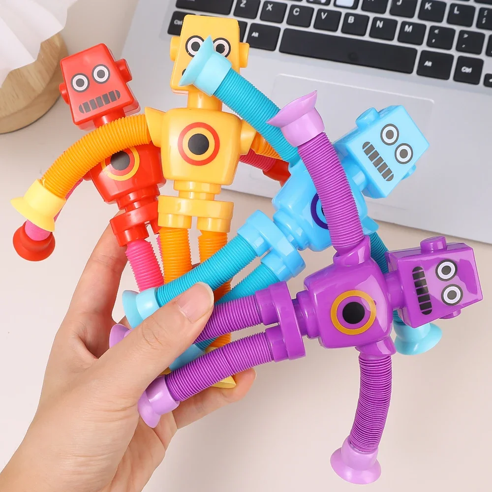 Telescopic Robot Suction Cup Toys Children Kids Pop Tubes Sensory Playing Puzzle Stress Relief Squeeze Fidget Games Gift