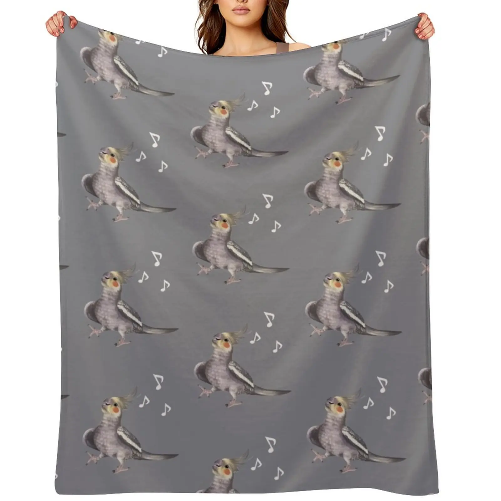 Singing Cockatiel - happy bird with music notes Throw Blanket Blankets For Bed Extra Large Throw Furry Blankets