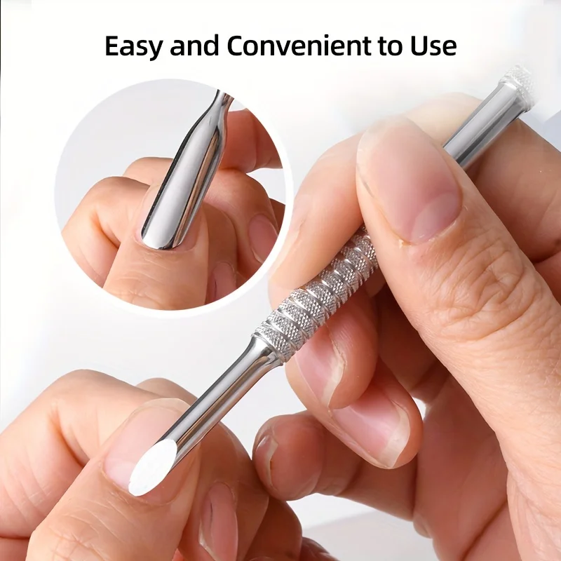 مجموعة أدوات مزدوجة الأطراف لإزالة الجلد الميت من الفولاذ المقاوم للصدأ، عصا إزالة الجلد الميت باللون البيج الفاتح، مناسبة للمنزل و #3