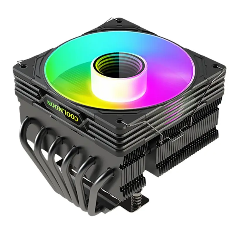 COOLMOON T600 CPU Cooler Six Copper Tube Radiator Desktop Temperature Control High Performance Down Pressure Fan CPU Radiator