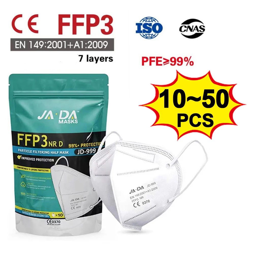 10/30/50PCS FFP3 face mask EU CE certified 7-layer 99 level protection for adults mascarillas ffp3