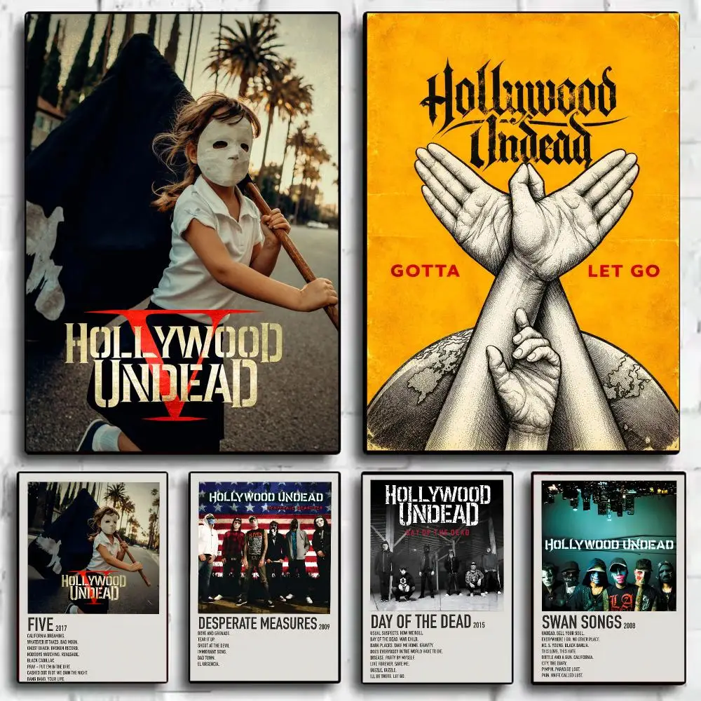 Rock Band Album H-Hollywood U-UndeadS Poster Decorative Wall Art Stickers Mural Photo Print for Home Living Room Hallway Decor